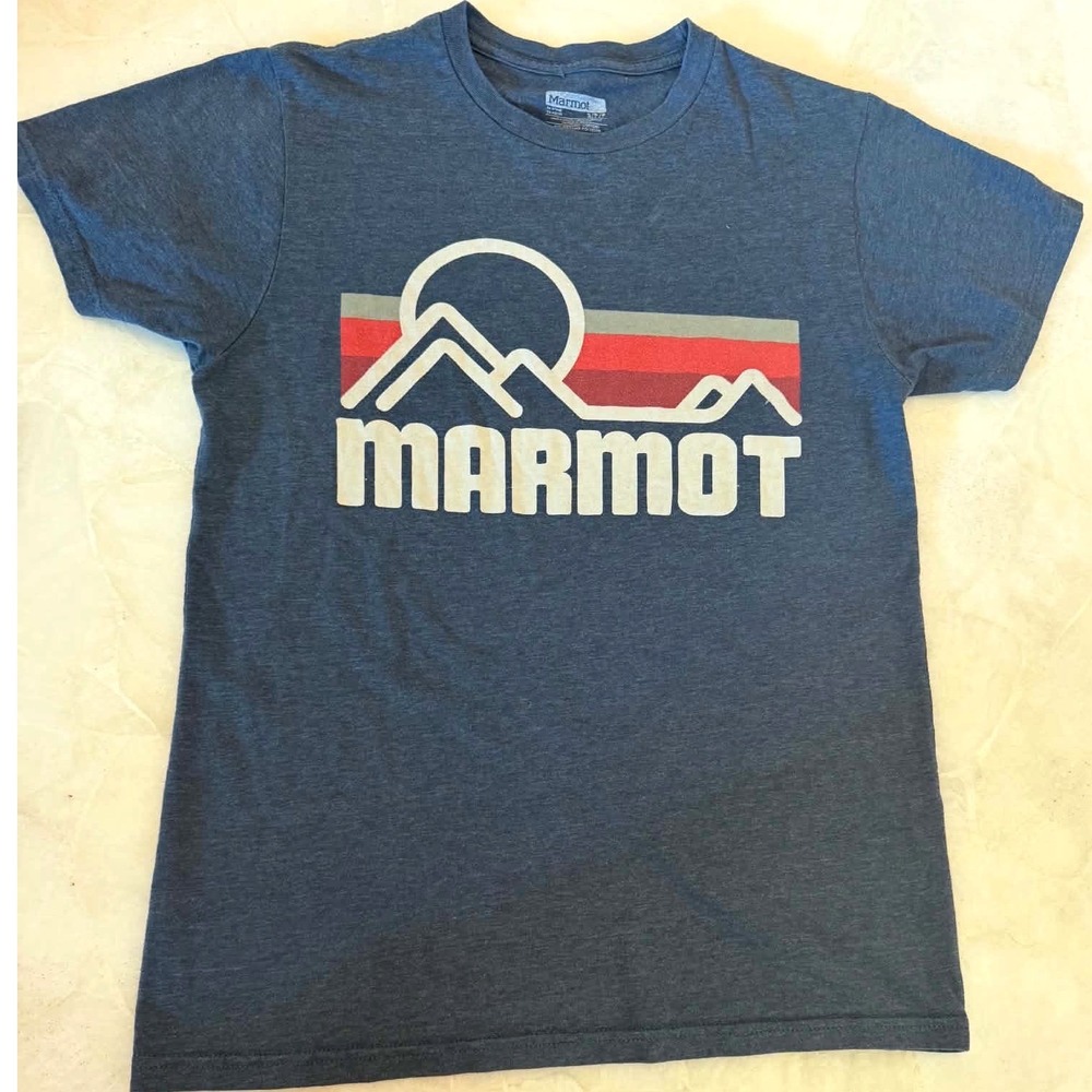 Marmot Small Blue Mountain Graphic Tee Organic Cotton Blend T-Shirt T-128